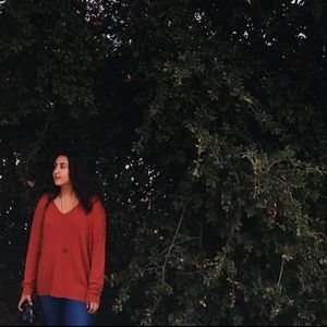 V neck orange sweater 🍊